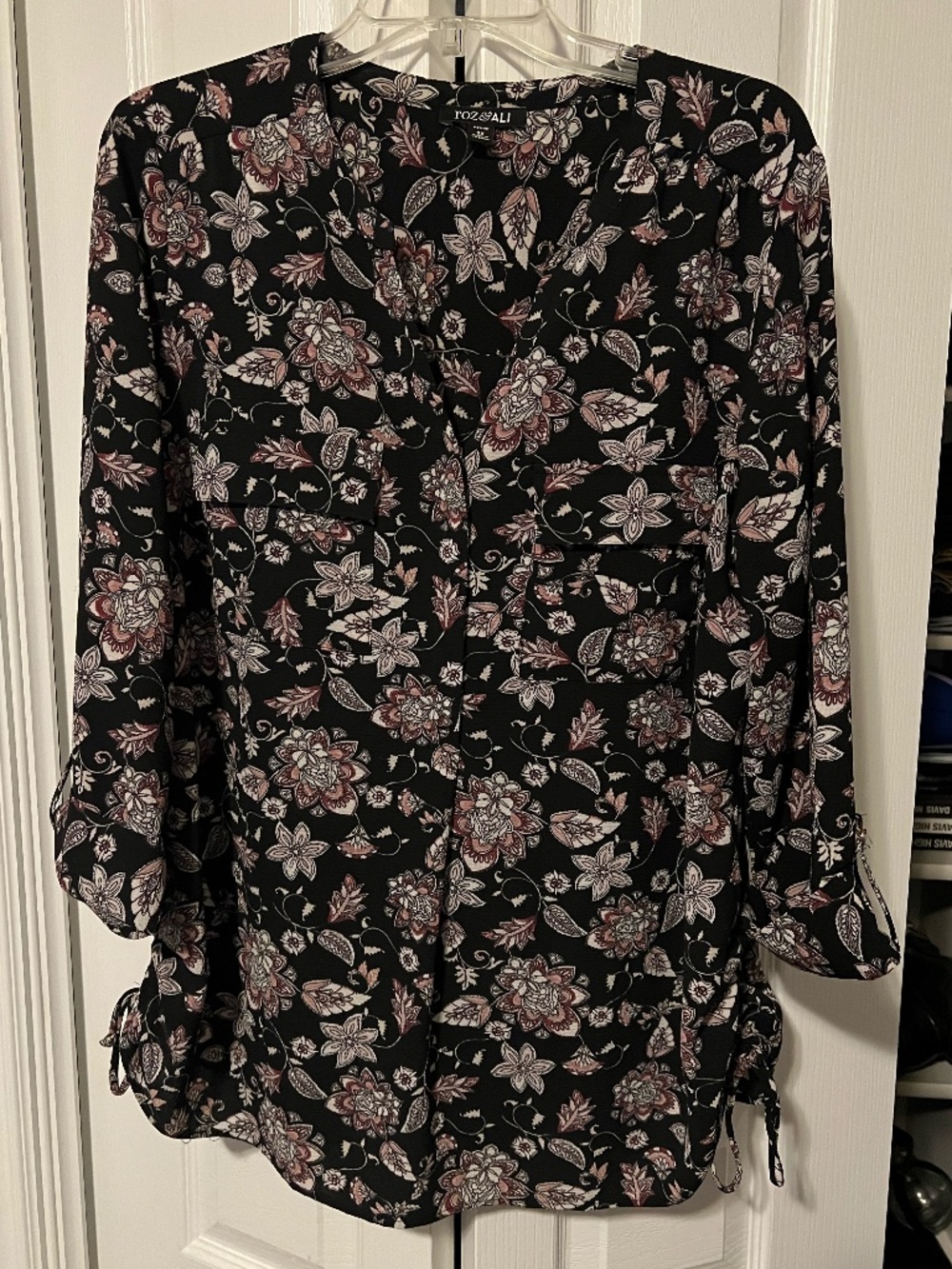 Formal Floral Cuff Sleeve Blouse